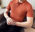 Men's New Young Business Jacquard Knitted Short-sleeved T-shirt - Minihomy