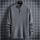 Fall Winter Men Half Zip Sweater Diamond Lattice Sweater: Elevate Your Winter Style - Minihomy