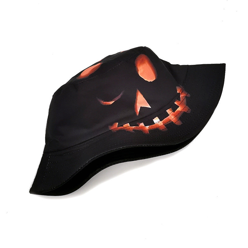 Halloween Hats: Creative Cartoon Pumpkin Grimace Printed Sun-shade Fisherman Hat - Minihomy