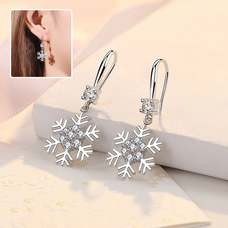 Snowflake Rhinestone Earrings - Personalized Christmas Gift for Women