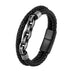 Black Genuine Leather Chain Bracelet with Magnetic Buckle - Minihomy