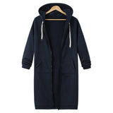 Hooded Long Sleeve Sweater Fleece Long Jacket - Minihomy