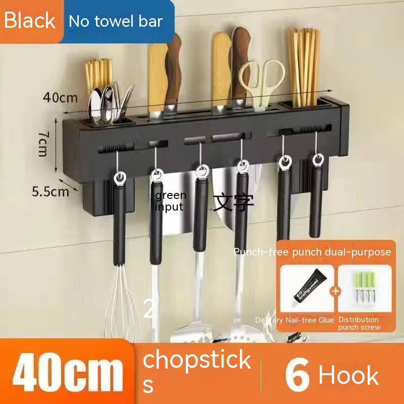 Kitchen Stainless Steel Knife Holder Punch-free Chopstick Canister Storage Hook Rack - Minihomy