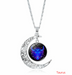 12 constellation time gemstone half moon pendant necklace - Minihomy