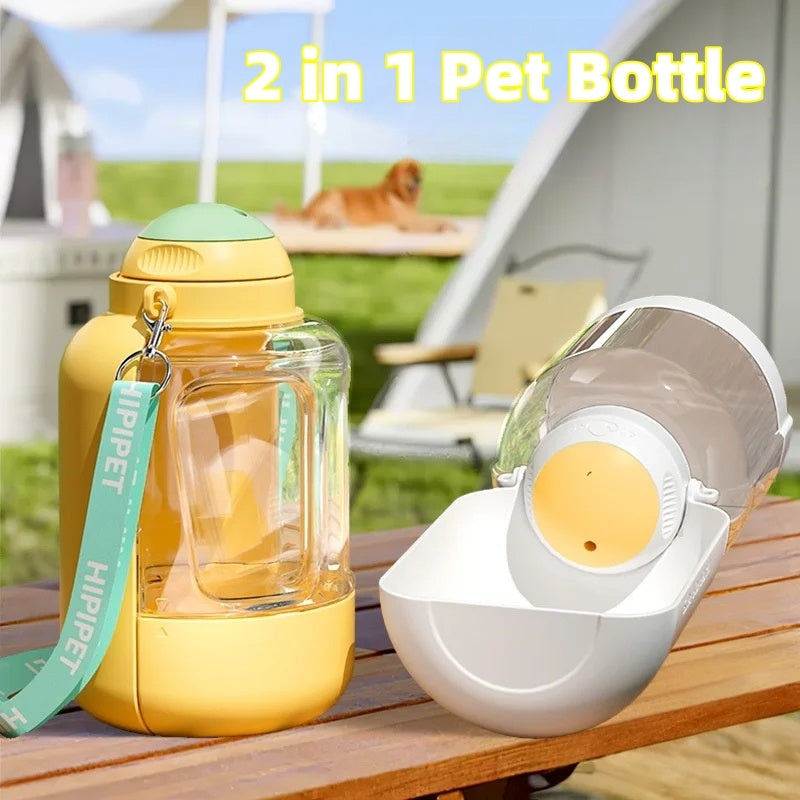 Portable Pet Water & Food Bowl - Large Capacity, 2-in-1