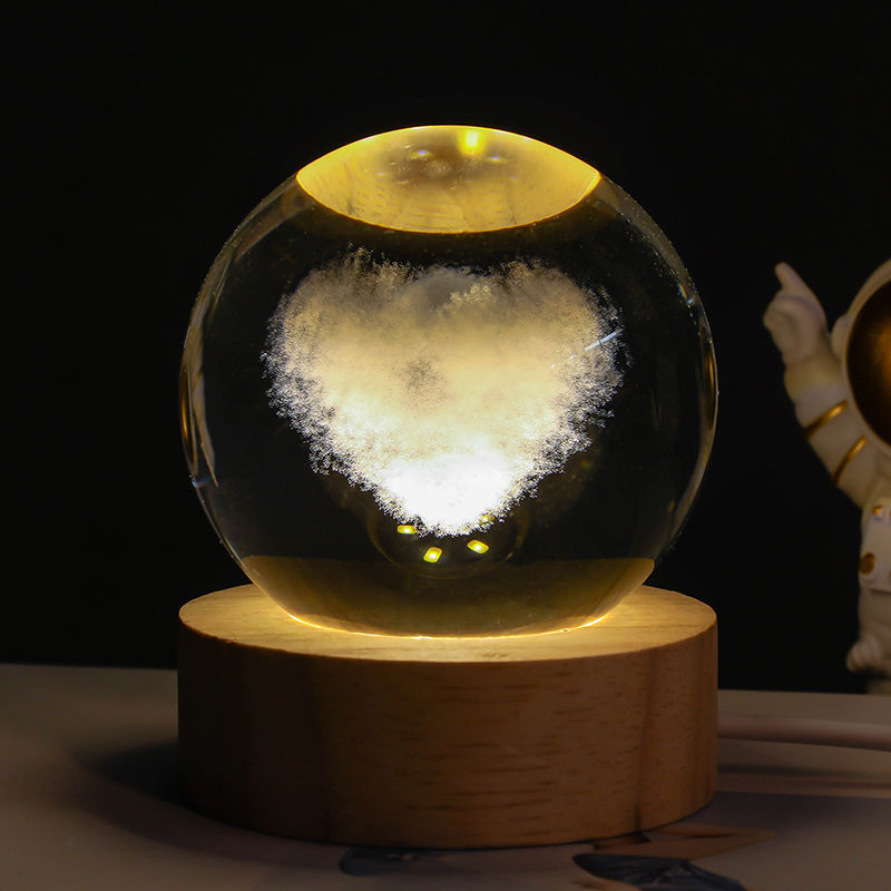 Moon & Planets Crystal Ball Night Light Projector - Creative Gift - Minihomy