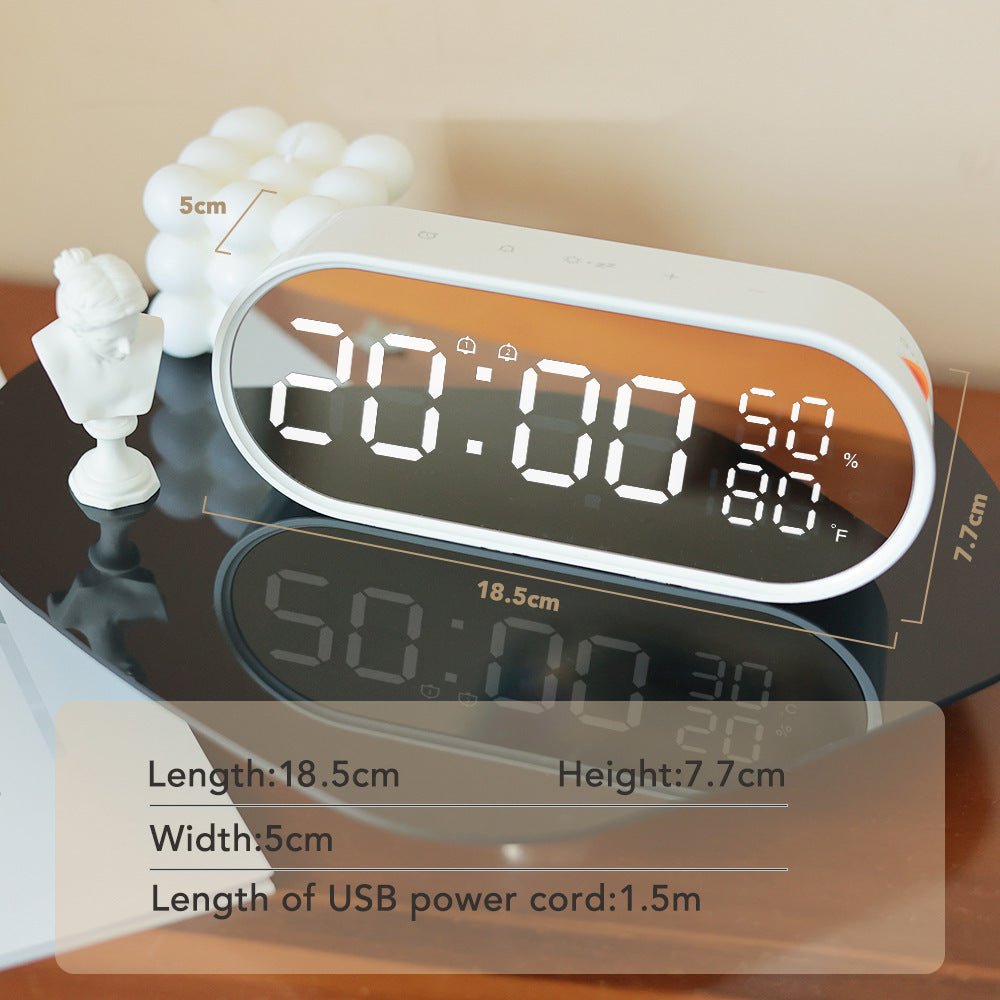 LED Alarm Clock Mirror Touch Temperature And Humidity Electronic Clock - Minihomy