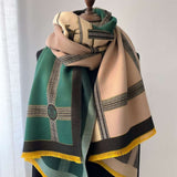 Color Blocking and Matching Cashmere Scarves for Women - Minihomy