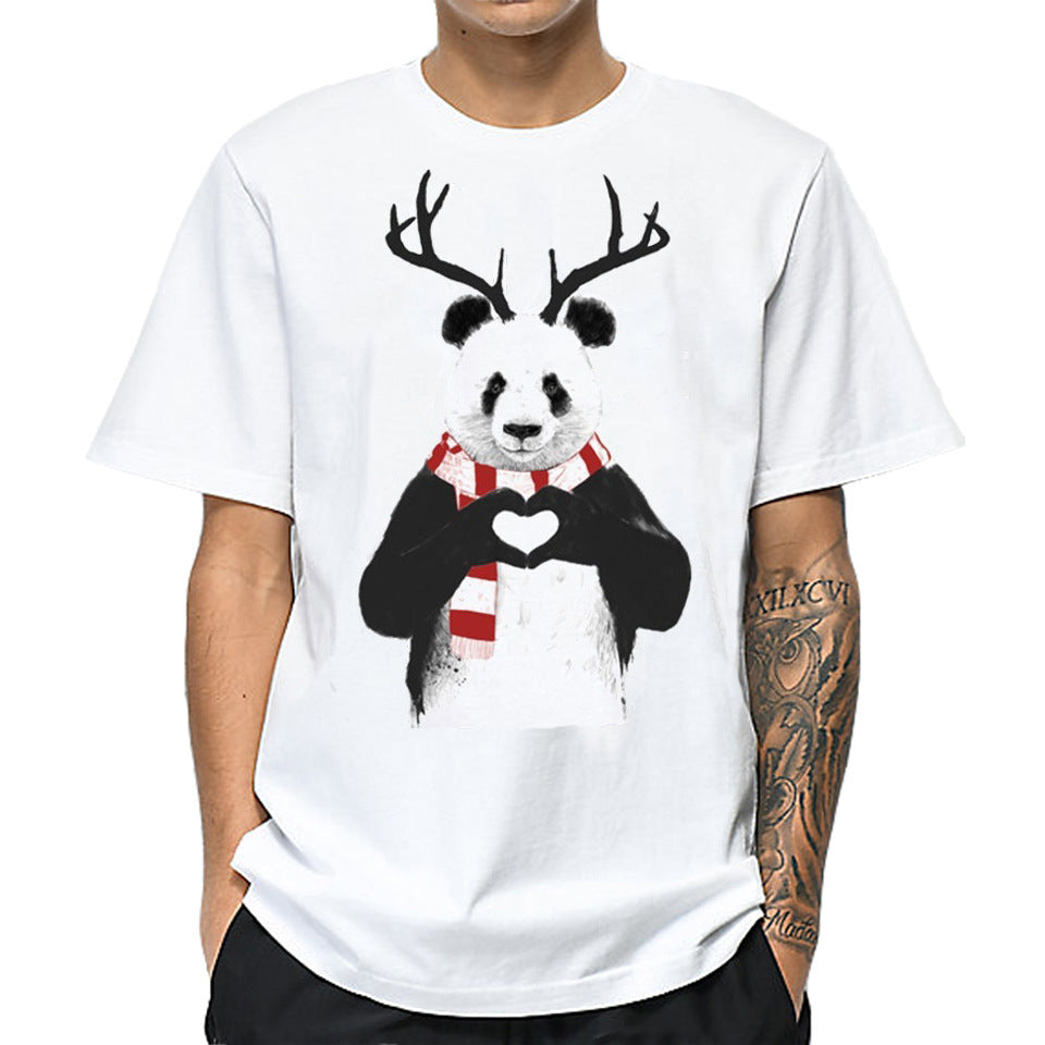 Panda Printed Summer Casual Short-sleeved T-shirt - Minihomy