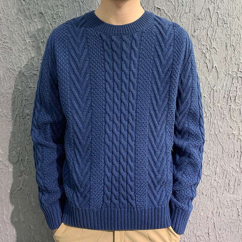 Men's Knitting Thick Yarn Fried Dough Twists Sweater: Cozy Comfort with Contemporary Style - Minihomy