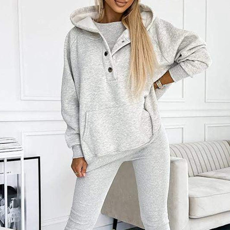 3pcs Women's Sports Suit: Hooded Sweatshirt, Vest, and Slim Trousers - Minihomy