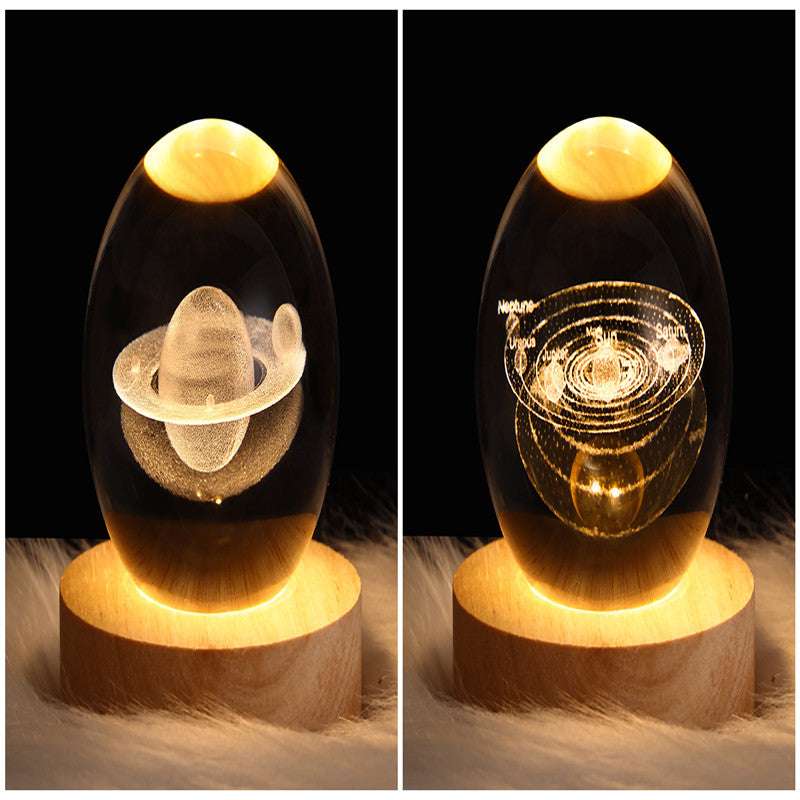 LED Night Light Galaxy Crystal Ball Table Lamp - 3D Planet Moon Lamp for Bedroom Home Decor - Minihomy