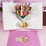 3D Flower Bouquet Cards Gifts Anniversary Pop-Up Mom Floral Bouquet Wife Greeting Cards Mothers Day - Minihomy