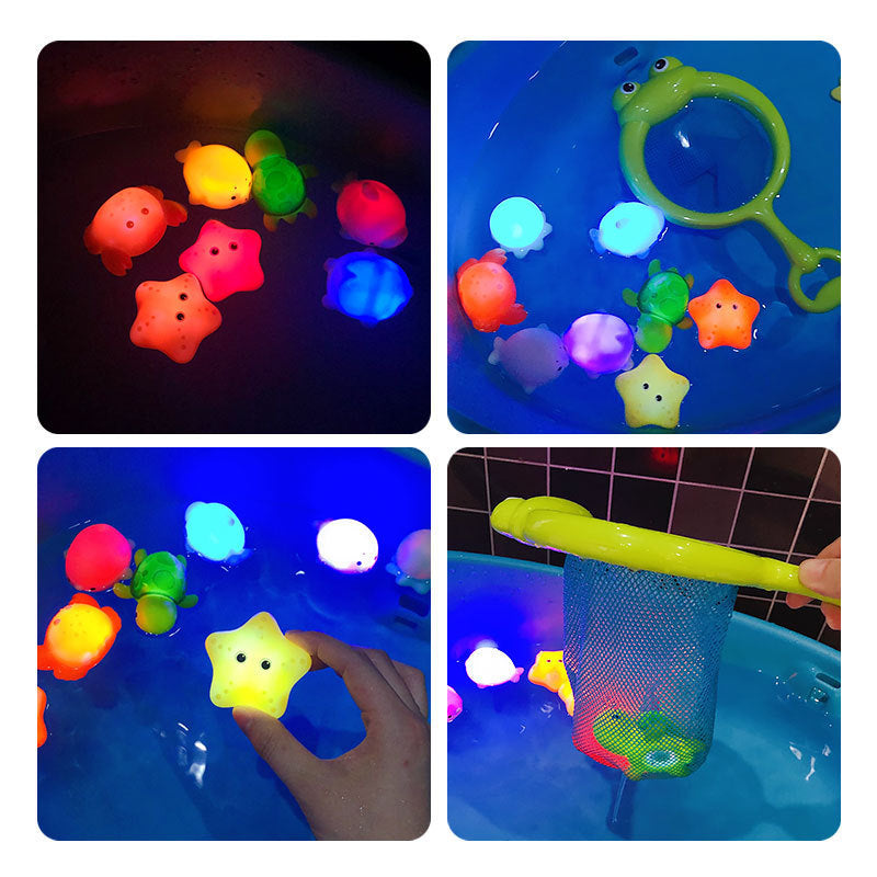 Baby Bath Toys - Soft Rubber Floating Luminous Frogs for Kids - Funny Wash & Play Gift - Minihomy