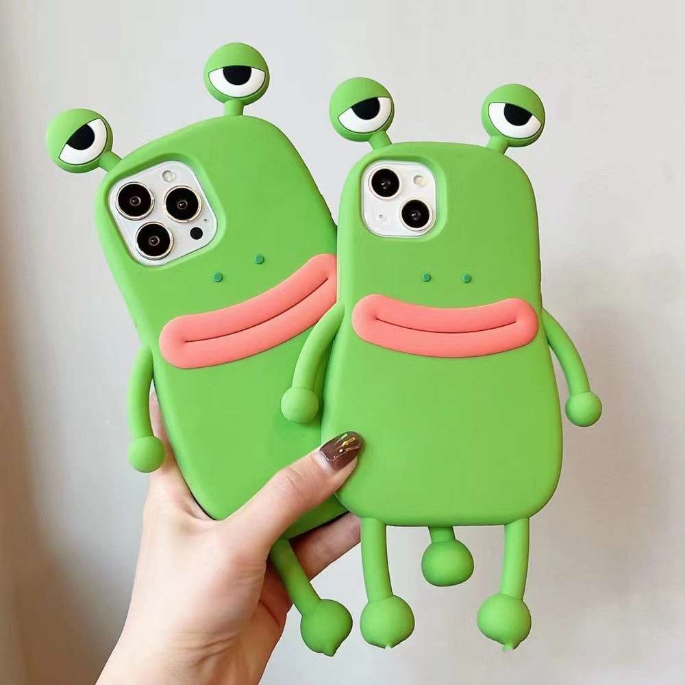 Funny Silicone 3D Frog Phone Case Cartoon Cute Shockproof Bumper Cover - Minihomy