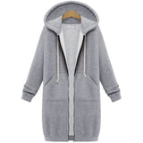 Hooded Long Sleeve Sweater Fleece Long Jacket - Minihomy