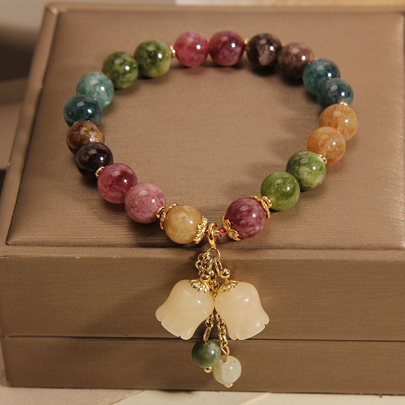 Natural Color Tourmaline Female Summer Ins Lily Pendant Bracelet - Minihomy