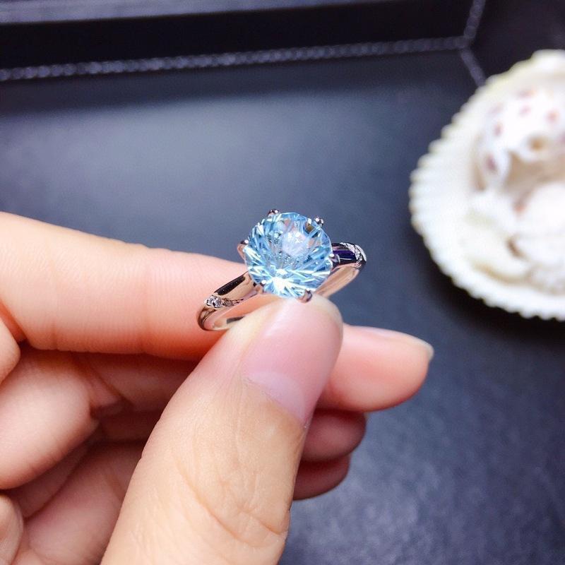 Natural Fireworks Cutter Sky Blue Topaz Ring - Minihomy