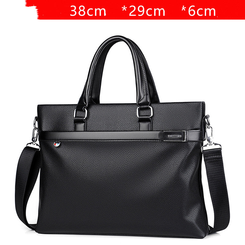 Large Capacity Business Handbag Men's Soft Leather Briefcase - Minihomy