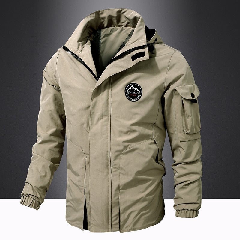 Plus Size Coat Men's Hooded Jacket Outdoor Mountaineering Leisure - Minihomy