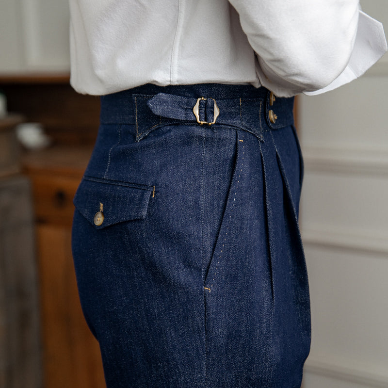 High Waisted Vintage Denim Color Casual Pants Vintage - Minihomy