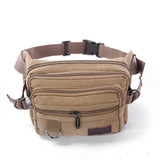 Canvas Fanny Pack With 4-Zipper Pockets Men Waist Bag - Minihomy