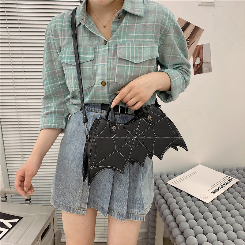 Halloween Spider Web Shape Shoulder Bags Personality Batgirl Messenger Crossbody Bag - Minihomy