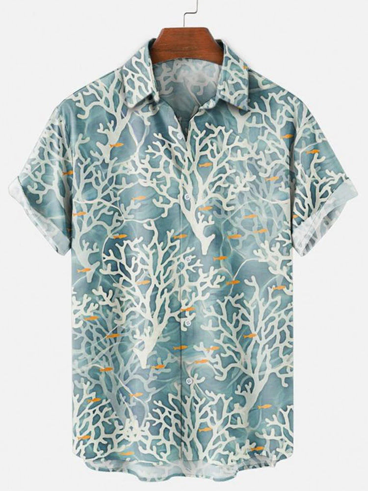 Hawaiian Shirt Men 3D Light Color Short Sleeve - Minihomy