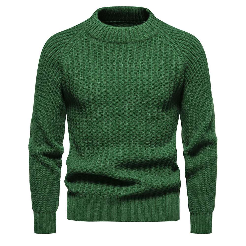 Men's Casual Loose Solid Color Round Neck Sweater - Minihomy