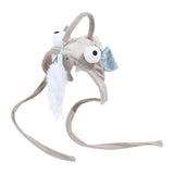 Funny Cat Toy Stick with Feather Head Wearing Design - Gray Big Eye Pet Toy - Minihomy