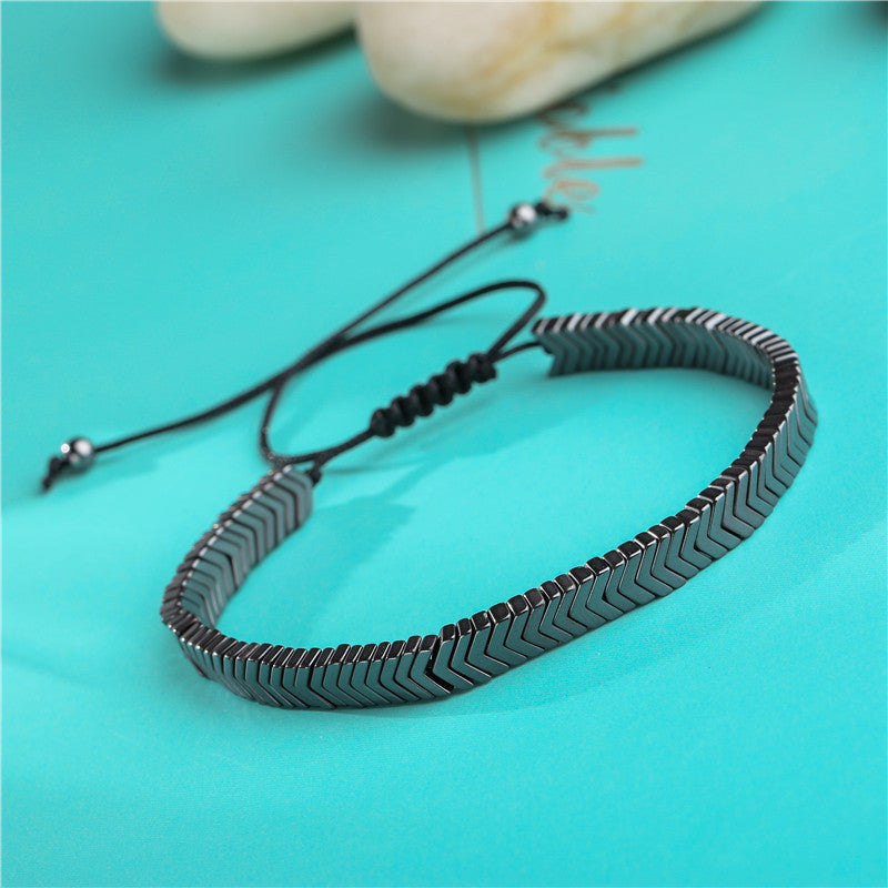 Men's Bracelet Black Iron Stone Flying Saucer Woven Three Sets Of Bracelets set - Minihomy