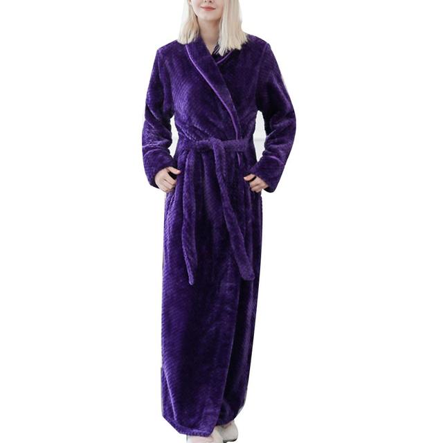 Winter Sleep Bath Robe Women Men Warm Fleece Robes