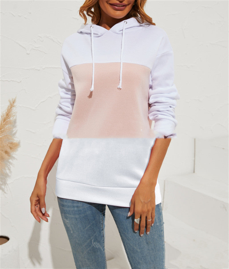 Colored Hooded Sweatshirt Long Sleeve Top - Minihomy