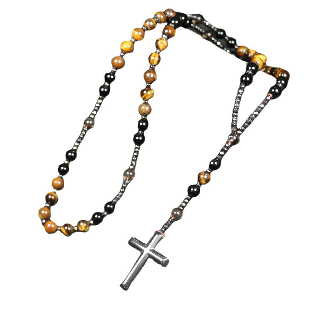 Natural Stone Cross Pendant Necklace - Minihomy