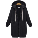 Hooded Long Sleeve Sweater Fleece Long Jacket - Minihomy