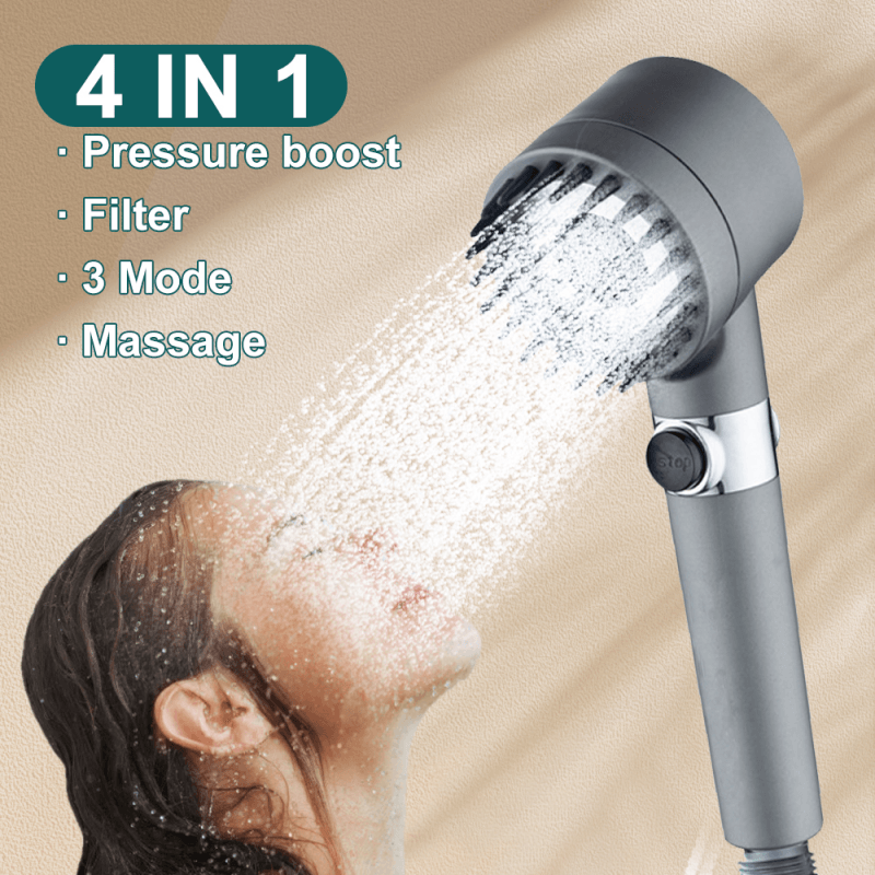 3 Modes High Pressure Shower Head with Filter - Portable Rainfall Faucet Tap for Bathroom - Minihomy