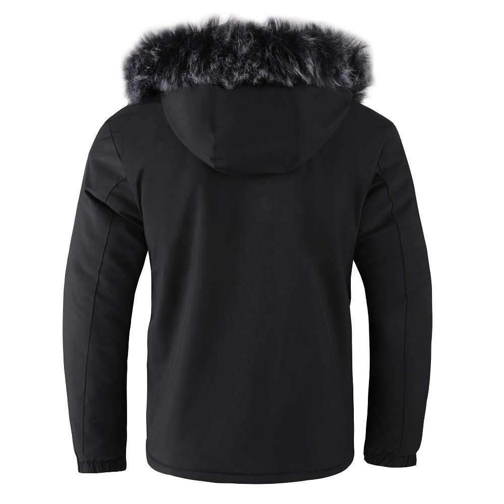 Men's Hair Collar Padded Thickened Cotton Coat Jacket: Stay Warm in Style - Minihomy