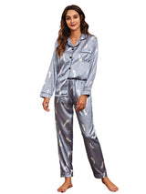 Two-piece Stretch Satin Home Wear Pajamas Women