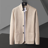 Pocket Stand Collar Cardigan Sweater Men - Minihomy