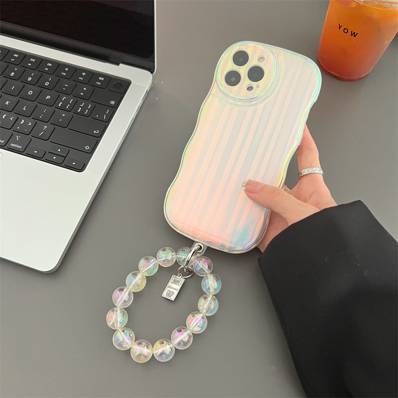 Laser Wave Silicone iPhone Case with Gradient Stripes Bracelet - Minihomy