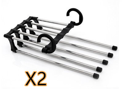 5-in-1 Multifunctional Wardrobe Hangers - Stainless Steel Clothes Hangers for Pants, Shirts, & More - Minihomy