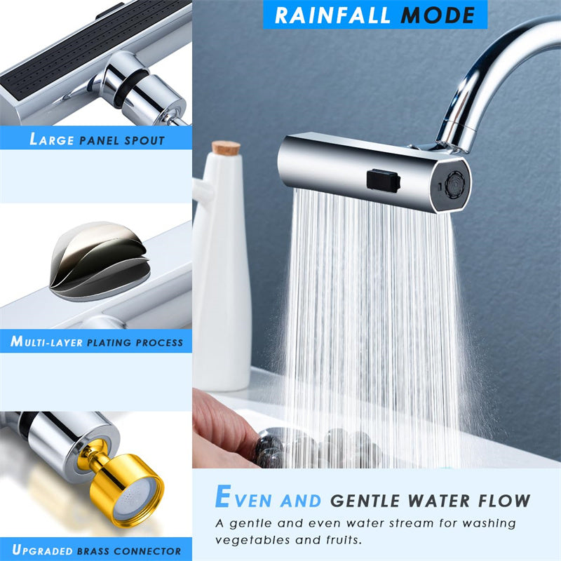 Kitchen Faucet Waterfall Splash Proof Universal Rotating Bubbler Multifunctional Water Nozzle - Minihomy