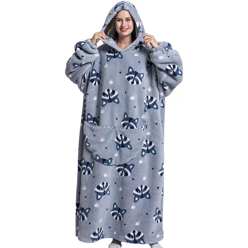 Fleece Hooded Wearable Blanket Sweatshirt - Minihomy