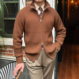 Men's Stand-up Collar Cardigan - Retro Slim Fit - Minihomy