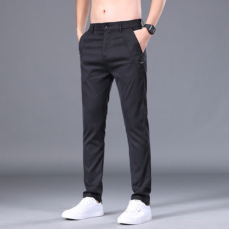 Men's Tencel Straight Trousers Slim Fit Skinny Pants - Minihomy