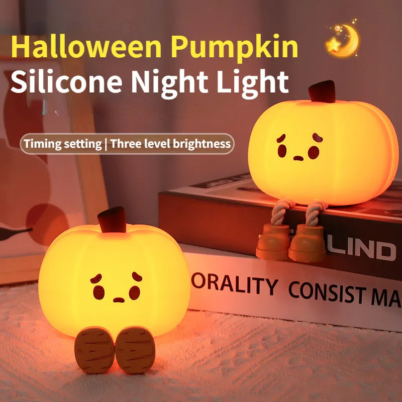 Home Decor Halloween Pumpkin Night Light Cute Soft Silicone Lamp Touch  Dimmable Rechargeable Bedside Decor Light Kids Gifts Halloween Decorations - Minihomy