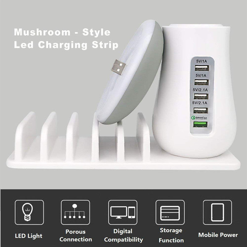 2-In-1 Multifunction Mushroom Lamp LED Lamp Holder USB Charger for Home Office Supplies - Minihomy