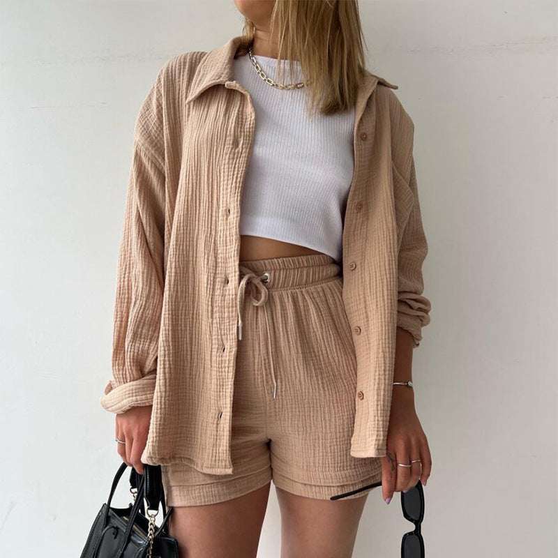 Long Sleeved Shirt Casual Two-piece Set - Minihomy