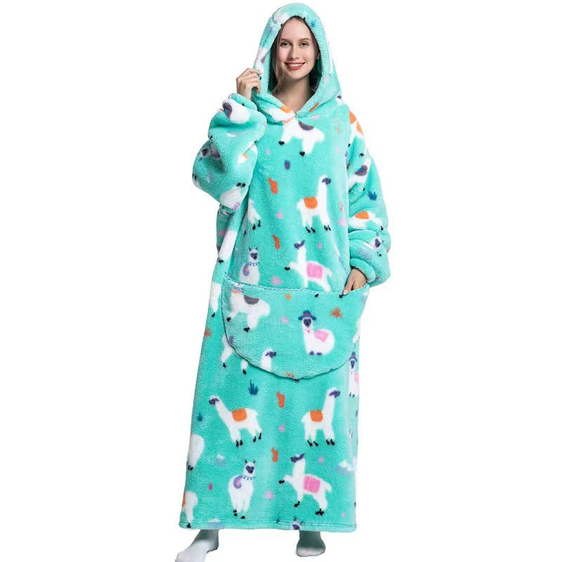 Fleece Hooded Wearable Blanket Sweatshirt - Minihomy