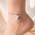 Peach Heart Pendant Anklet Silver Stainless Steel - Minihomy